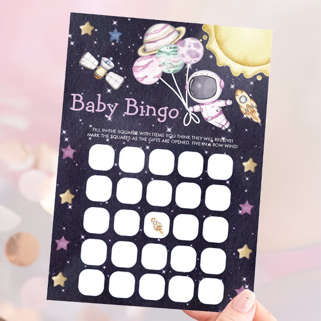 Rymdbaby Shower Bingo Spelkort Inbjudningar (Skapare uppladdad)