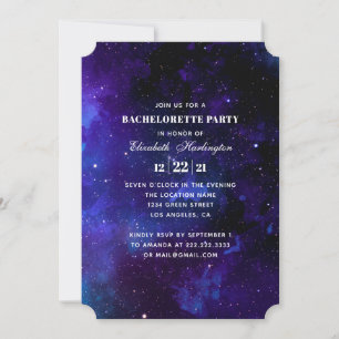 Rymdbachelorettfest. Nattstjärnor bröllop Inbjudningar