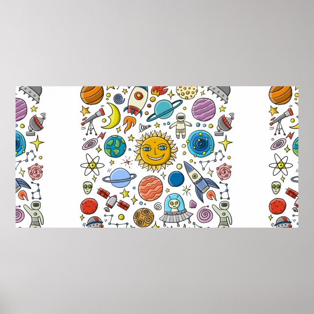 Rymdbakgrund. Solsystemets planeter. Roc Poster (Framsidan)