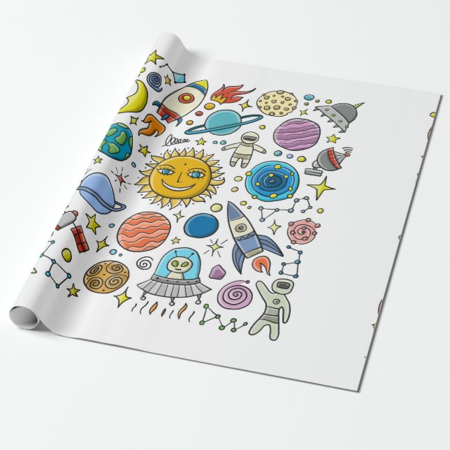 Rymdbakgrund. Solsystemets planeter. Roc Presentpapper (Utrullad)