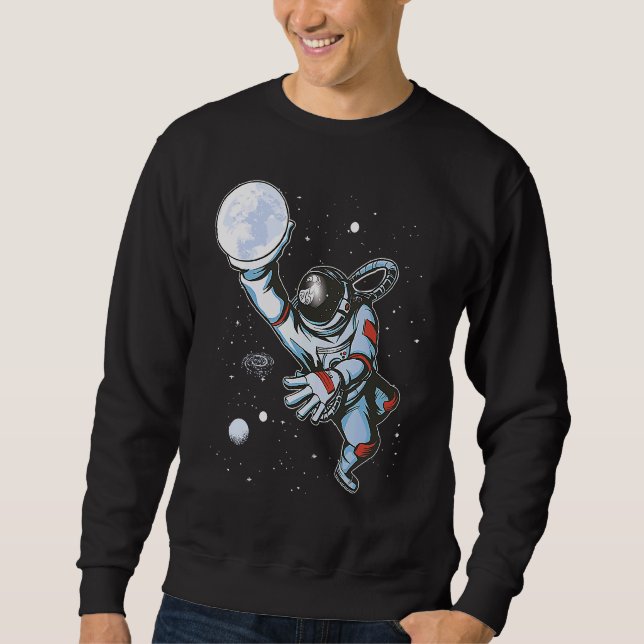 Rymdbasketastronaut Lång Ärmad Tröja (Framsida)