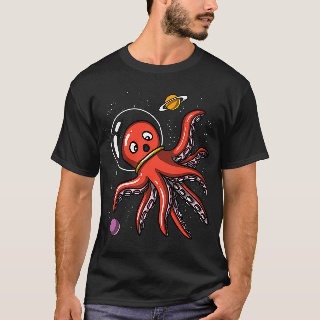 Rymdbläckfisk Astronaut T Shirt (Framsida)