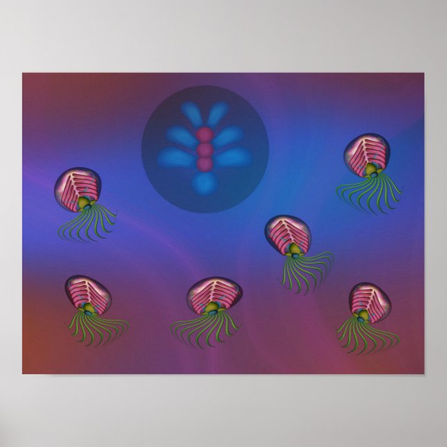 Rymdbläckfiskar och människoform poster (Framsidan)