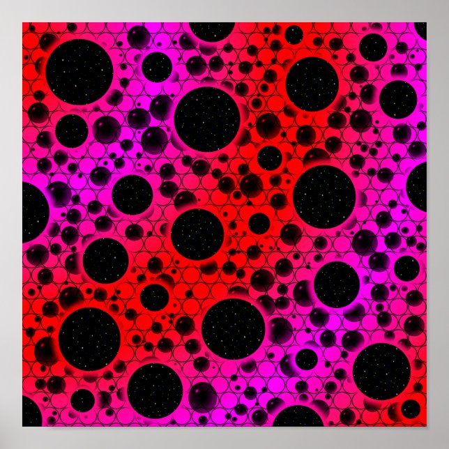 Rymdbubbelprickar - Röd/Rosa Poster (Framsidan)