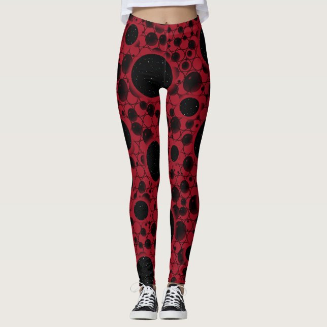 Rymdbubblor - Burgundy Leggings (Framsida)
