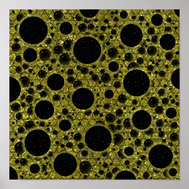 Rymdbubblor - Glitter Guld Poster (Framsidan)