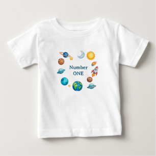 Rymdcirkel Clipart-set med planeter, måne, sol, T Shirt