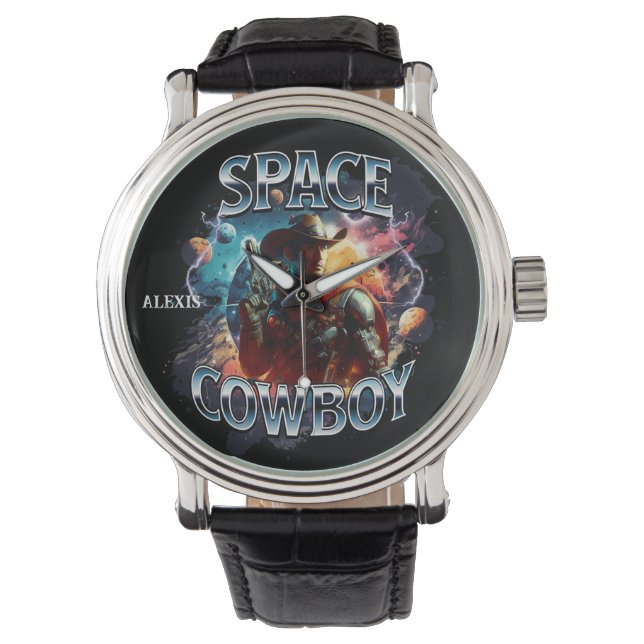 Rymdcowboy i yttre rymden armbandsur (Framsida)