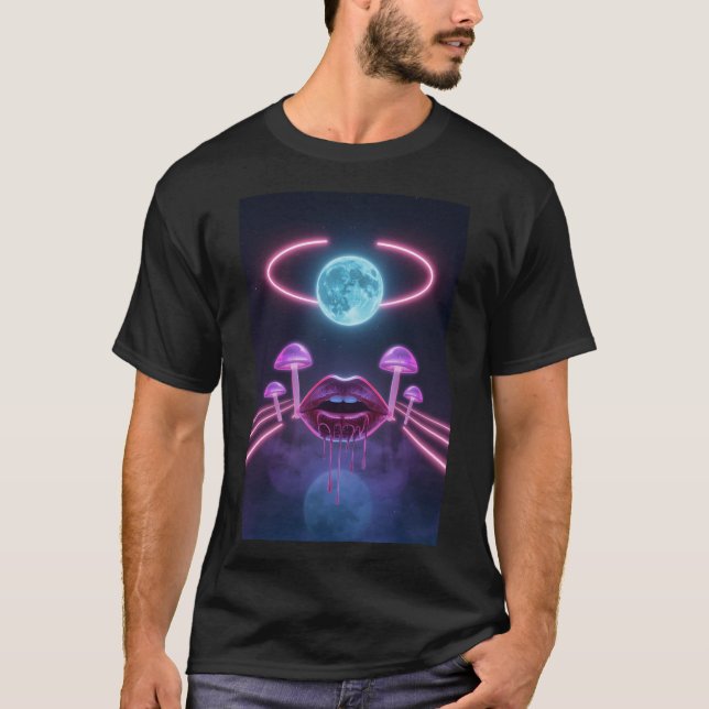 Rymdcyberpunktröja med svampar t shirt (Framsida)