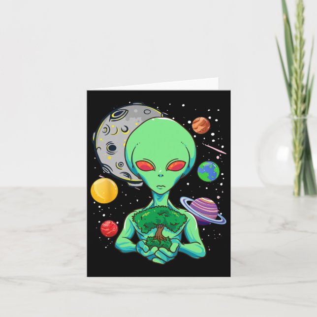 Rymddagen Firande Cosmic Alien Livets träd Ea Kort (Framsida)