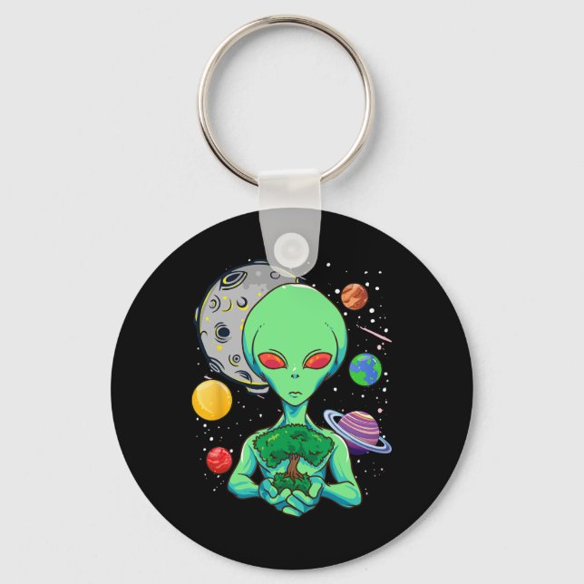 Rymddagen Firande Cosmic Alien Livets träd Ea Nyckelring (Framsida)