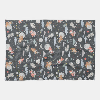 Rymddjur - mörk stålblått struktur kökshandduk