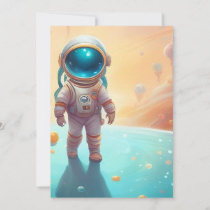 Rymden 1:a födelsedag Party astronaut Rocket in Inbjudningar