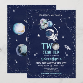 Rymden 2:a födelsedagen Party astronaut Rocket in Inbjudningar
