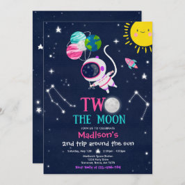 Rymden 2:a födelsedagen Party astronaut Rocket Inbjudningar