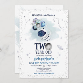 Rymden 2:a födelsedagen Party Astronaut Rocket Inbjudningar