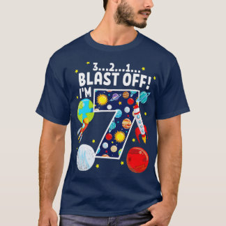 Rymden 321 Blast off Age 7 7:e Födelsedagsfest T Shirt