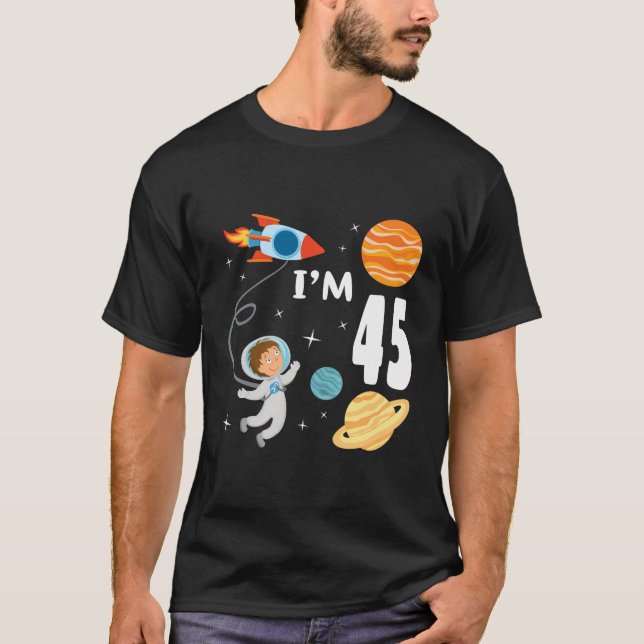 Rymden 45:e födelsedagsplanet Astronaut 45 år T Shirt (Framsida)