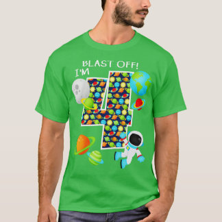 Rymden 4e födelsedagen 4 år gammalt solsystem A T Shirt