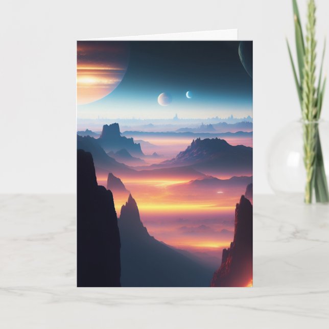 Rymden Alien Planet Science fiction Kort (Framsida)