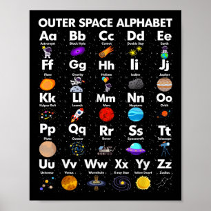 Rymden Alphabet Astronomy Science Lacher Kid Poster