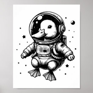 Rymden anka Pappa Mamma - Astronaut Anka Poster