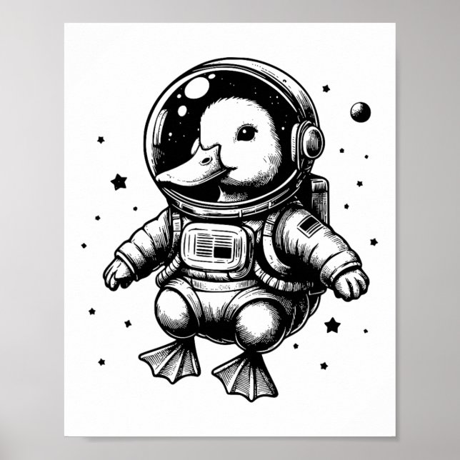 Rymden anka Pappa Mamma - Astronaut Anka Poster (Framsidan)