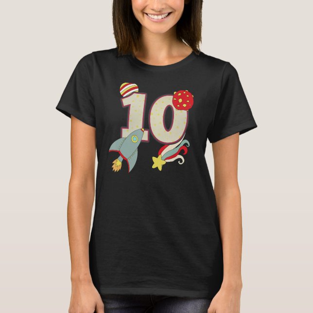 Rymden Astronaut 10:e födelsedagspojken 10 år T Shirt (Framsida)