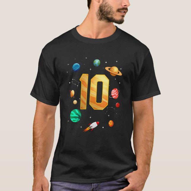 Rymden Astronaut 10:e födelsedagspojken 10 år T Shirt (Framsida)