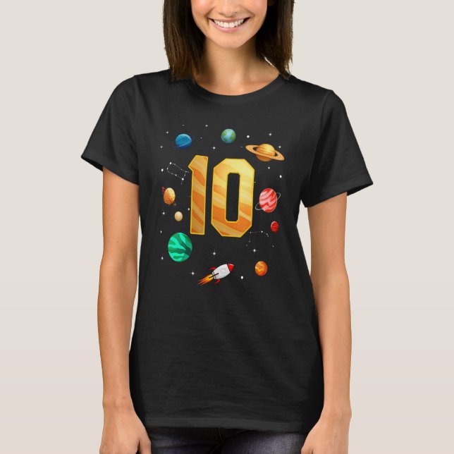 Rymden Astronaut 10:e födelsedagspojken 10 år T Shirt (Framsida)