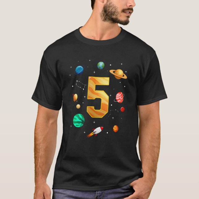Rymden Astronaut 5:e födelsedagstjocklek 5 år T Shirt (Framsida)