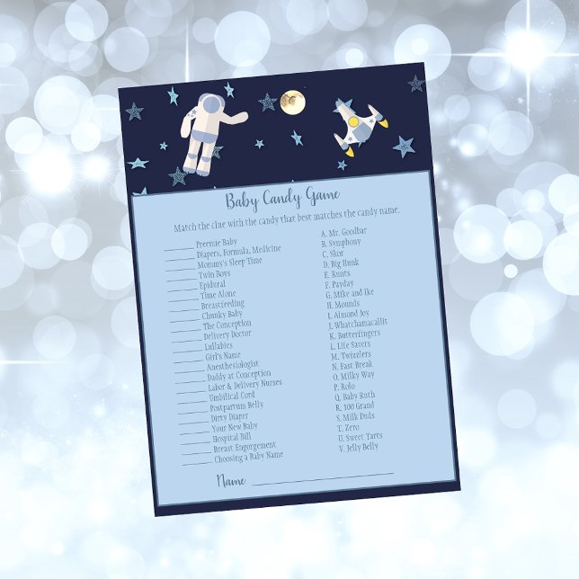 Rymden Astronaut Baby Candy Game Inbjudningar (Skapare uppladdad)