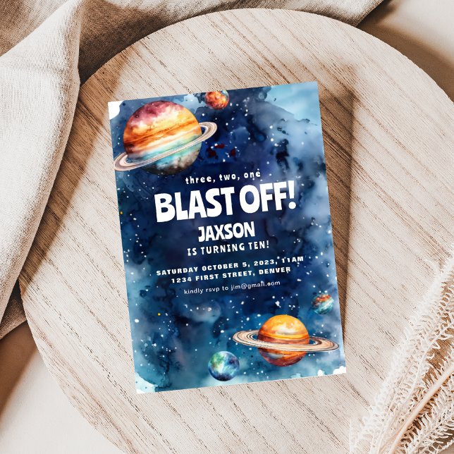 Rymden Astronaut Barns födelsedag Party Inbjudan (Skapare uppladdad)