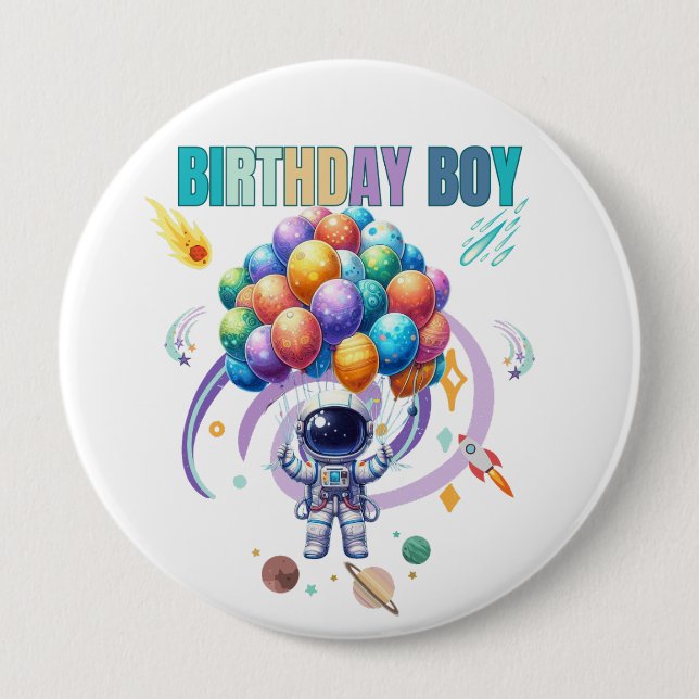 Rymden Astronaut Birthday Boy Knapp (Framsida)