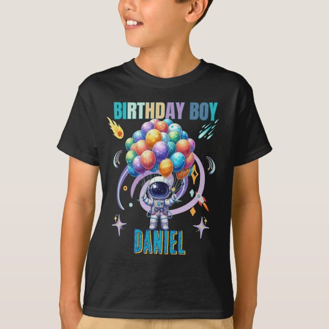 Rymden Astronaut Birthday Boy T Shirt (Framsida)