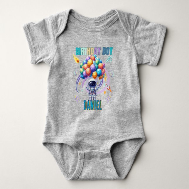 Rymden Astronaut Birthday Boy T Shirt (Framsida)