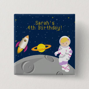 rymden Astronaut Birthday Button Knapp