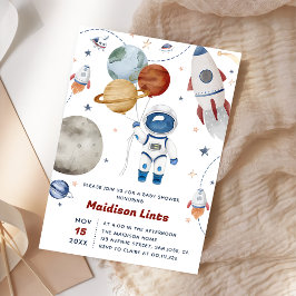 Rymden Astronaut Boy Baby Shower Party Inbjudningar