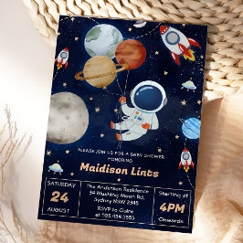 Rymden Astronaut Boy Baby Shower Party Inbjudningar