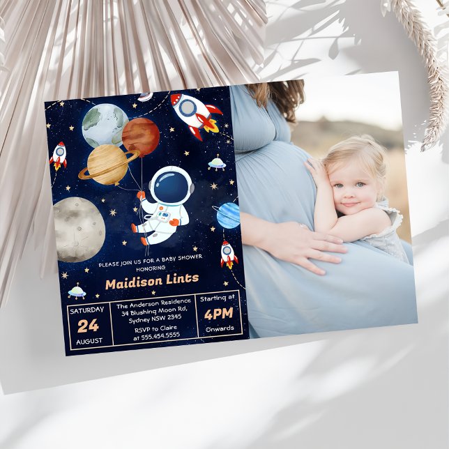 Rymden Astronaut Boy Baby Shower Party Inbjudningar (Skapare uppladdad)