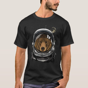 Rymden Astronaut Brown Grizzly Bear Galaxy T Shirt