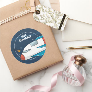 Rymden Astronaut Födelsedagsfest Runt Klistermärke