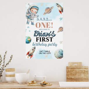 Rymden Astronaut, första födelsedag Poster