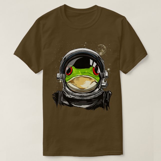 Rymden Astronaut Frog Animal Ansikte Frog Älskare T Shirt (Design framsida)
