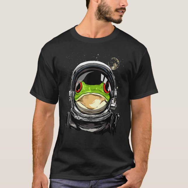 Rymden Astronaut Frog Animal Ansikte Frog Galax T Shirt (Framsida)