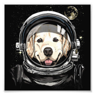 Rymden Astronaut Golden Retriever Älskare Pet D Fototryck