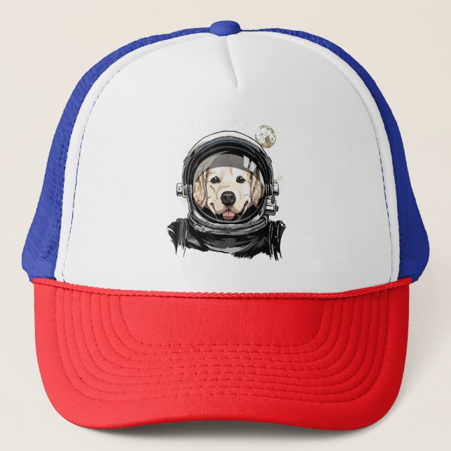 Rymden Astronaut Golden Retriever Älskare Pet D Keps (Framsida)