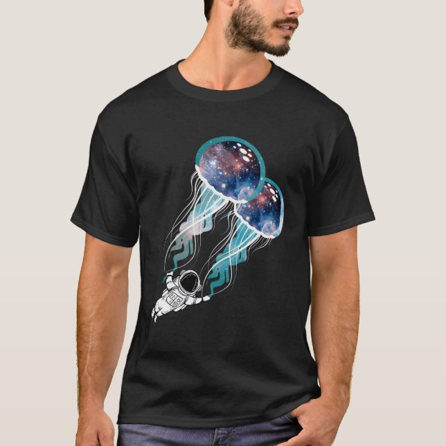 Rymden Astronaut Jellyfish Galaxy Diver Surfe T Shirt (Framsida)