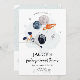 Rymden Astronaut-Orangens pojke första födelsedag  Inbjudningar