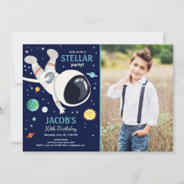 Rymden Astronaut Planets Galaxy Boy Birthday Inbjudningar